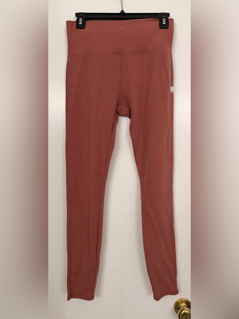 Vuori Bayview Waffle Knit Thermal Pink Rosewood Leggings Size Small